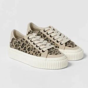 Zara Girl's Animal Print Beige Sneaker Size 2 US/EU 33